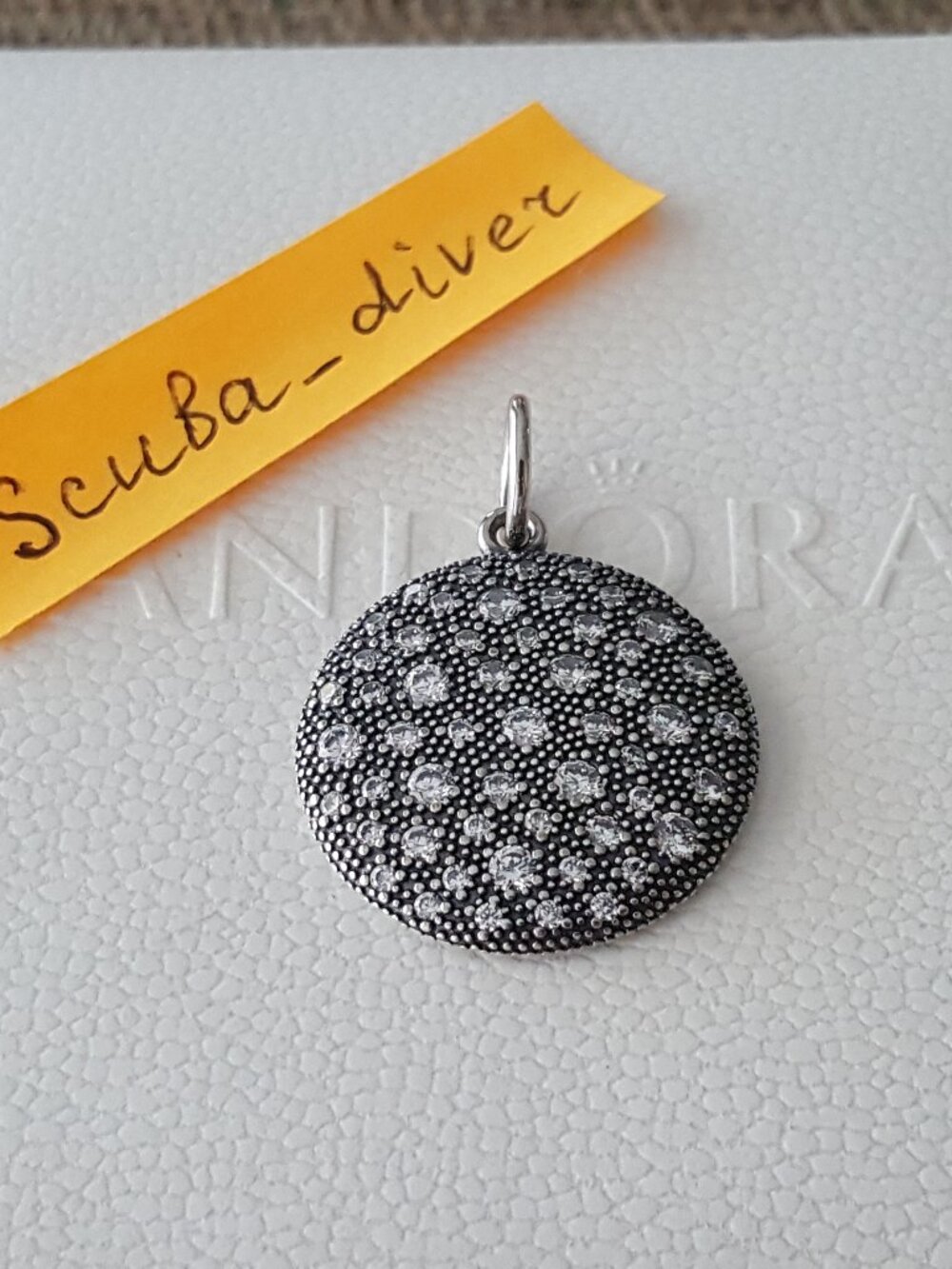 Pandora Cosmic Stars Pendant Necklace Sterling Silver 925 Pave CZ Disc